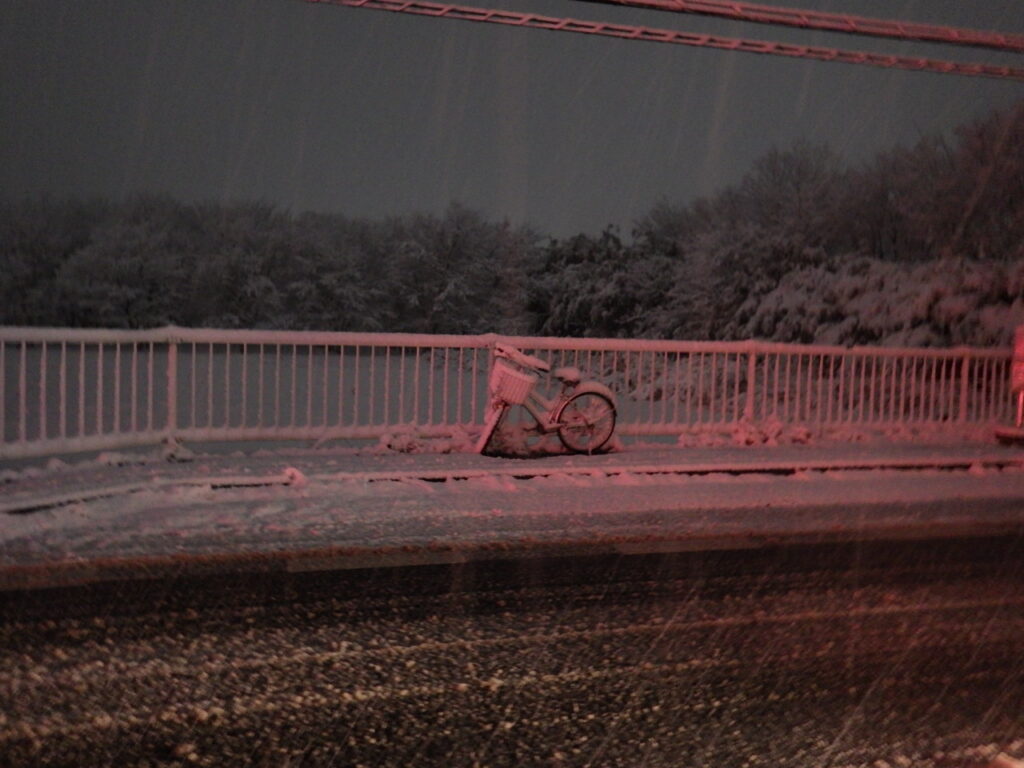 大雪で乗り捨てられた自転車
