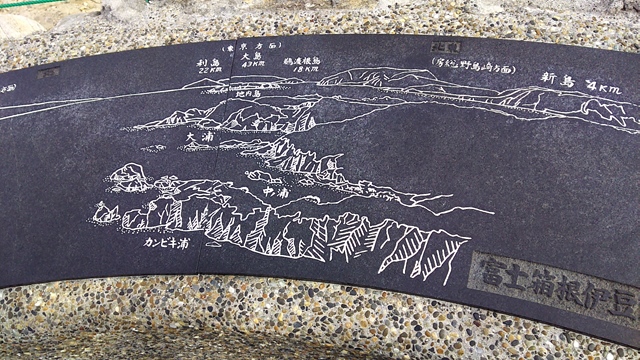 神引展望台からの展望図。富士山や箱根の山々も見えるらしい